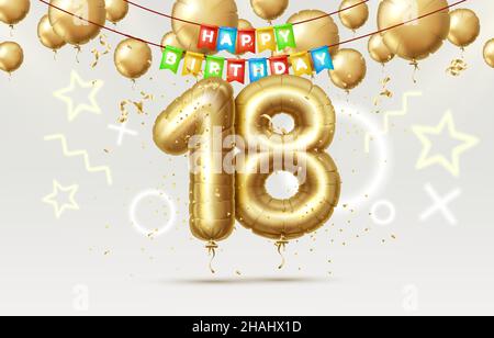 Buon compleanno 18 anni biglietto d'auguri Immagine e Vettoriale - Alamy