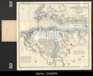 Sevastopol in 1855: A Detailed Historical Map, Sevastopol mappa, mappa di Sevastopol, Old Sevastopol Stampa, retro Sevastopol Plan, vintage Sevastopol Post Foto Stock