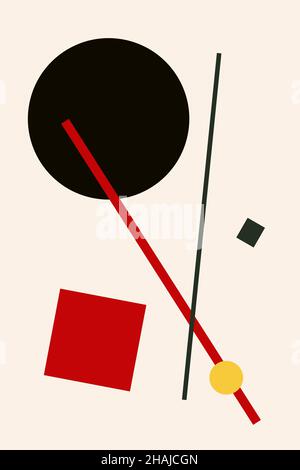Composizione astratta del suprematismo, pittura retrò in stile suprematismo Illustrazione Vettoriale