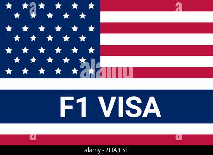 USA studentessa vista F1. Visa negli Stati Uniti studio per studenti stranieri. Illustrazione Vettoriale