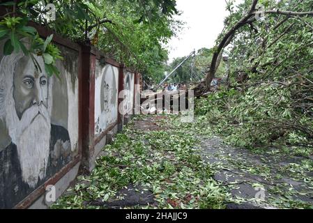 Tempesta super ciclonica Amphan era un potente e catastrofico ciclone tropicale che ha causato danni diffusi nell'India orientale, in particolare nel Bengala occidentale e in Odisha. Il ciclone ha ucciso almeno 84 persone in India e Bangladesh. Kolkata, India. Foto Stock