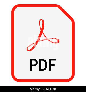 Icona PDF. Design semplice e piatto. Illustrazione vettoriale isolata su sfondo bianco Illustrazione Vettoriale