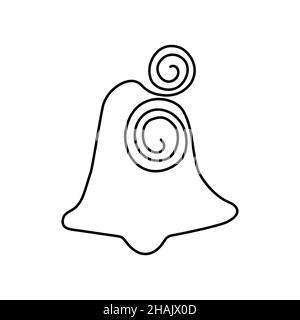 Disegno a mano della campana giocattolo dell'albero di Natale in stile minimalista in una linea continua. Grafica vettoriale. L'illustrazione vettoriale è adatta per la progettazione su tessuto e menu tovagliolo o banner di caffè e ristorante, biglietto da visita e biglietto d'auguri o imballaggio e molto altro ancora. Illustrazione Vettoriale