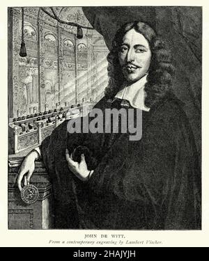 Ritratto di Johan de Witt (John De Witt) un statista olandese e una grande figura politica nella Repubblica olandese a metà del 17th secolo Foto Stock