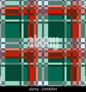 Contrasto motivo scozzese senza cuciture in tonalità rosso e verde con linee diagonali, texture per tartan, plaid, tovaglie, abiti, letto Illustrazione Vettoriale