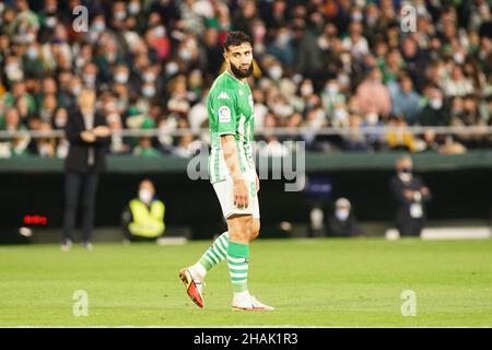 Siviglia, Spagna. 12th Dic 2021. Nabil Fekir di Real Betis visto durante la partita LaLiga Santander 2021/2022 tra Real Betis e Real Sociedad all'Estadio Benito Villamarín.Final Score; Real Betis 4:0 Real Sociedad. (Foto di Francis Gonzalez/SOPA Images/Sipa USA) Credit: Sipa USA/Alamy Live News Foto Stock