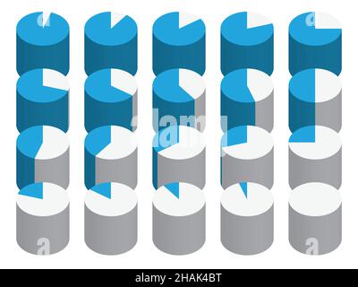 Caricamento del set di grafici a torta del 5% Illustrazione Vettoriale