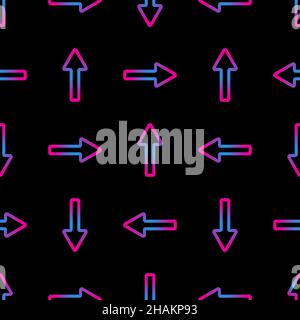 Ripetizione di frecce al neon geometriche astratte senza giunture. Vettore. Illustrazione Vettoriale