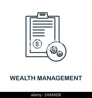 Icona Wealth Management. Elemento di linea dalla raccolta delle operazioni bancarie. Linear Wealth Management icona segno per il web design, infografica e altro ancora. Illustrazione Vettoriale