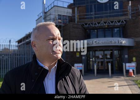 Il CEO Anders Opedal, il più grande fornitore di energia della Norvegia, visita l'area del porto di Tyne diventando la base per il più grande parco eolico offshore del mondo, il Regno Unito Foto Stock