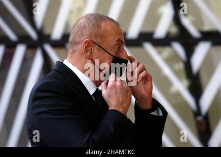 Bruxelles, Belgio. 14th Dic 2021. Presidente della Repubblica di Azerbaigian Ilham Aliyev al Consiglio dell'UE a Bruxelles, Belgio, 14 dicembre 2021. (Credit Image: © Valeria Mongelli/ZUMA Press Wire) Credit: ZUMA Press, Inc./Alamy Live News Foto Stock