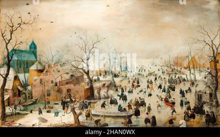 Hendrick Avercamp, pittura, paesaggio invernale con pattinatori di ghiaccio, circa 1608 Foto Stock