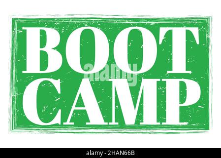 BOOT CAMP, parole scritte sul segno verde grungy timbro Foto Stock