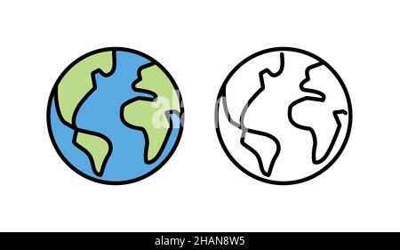 Icona del vettore terrestre in design piatto. Illustrazione del vettore simbolo del pianeta mondiale Illustrazione Vettoriale