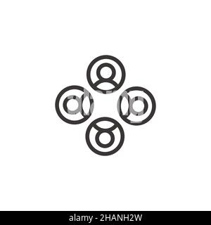 Icona utenti in gruppo di teambuilding circolare. Simbolo di connessione del lavoro di gruppo di rete. Illustrazione del vettore di scorta isolata Illustrazione Vettoriale