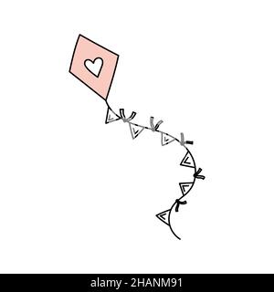 icona vettoriale di kite cartoon, doodle, isolato. Illustrazione Vettoriale
