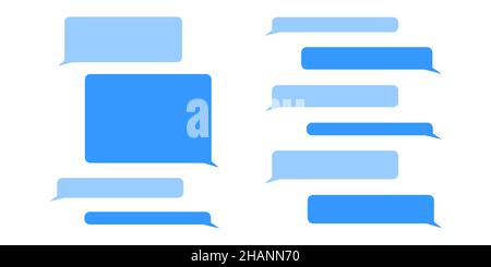 Fumetti messaggio impostati. Modelli di frame chat vuoti isolati su sfondo bianco. Finestra di dialogo dell'applicazione Mobile Messenger. Illustrazione piatta vettoriale. Illustrazione Vettoriale