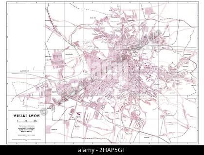 Lwow Mappa, Mappa di Lwow, Mappa di Lwów, Mappa di Lviv, Mappa di Lviv Mappa di Lvov, piano di Lviv, piano della città di Lviv, Poster di Lviv, Ucraina Mappa, Mappa di Ucraina, Ucraina Stampa Foto Stock