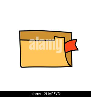 Disegno a mano Doodle carino cartella di affari vettore documento illustrazione icona disegno. Schizzo dell'elemento del file di firma del computer dell'ufficio isolato in bianco. Concept scrib Illustrazione Vettoriale