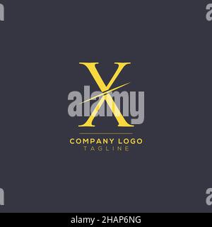 Disegno astratto del logo della lettera X. Modello di design per emblemi creativi e Premium minimal. Simbolo alfabetico grafico per le aziende. Illustrazione Vettoriale