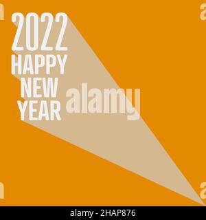 2022 felice anno nuovo, biglietto di auguri arancione quadrato con ombra goccia, illustrazione vettoriale Illustrazione Vettoriale