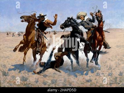 Aiutare un compagno dell'artista americano Frederic Remington (1861-1909), olio su tela, 1889/90 Foto Stock