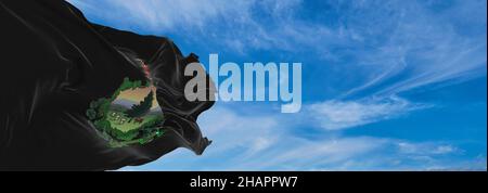 Bandiera degli Americani africani dello stato del Vermont, stati Uniti d'America a sfondo cielo nuvoloso al tramonto, vista panoramica. Spazio di copia per banner ampio. 3 Foto Stock