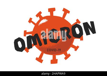 Nuova variante del coronavirus - omicron, illustrazione su sfondo bianco Illustrazione Vettoriale