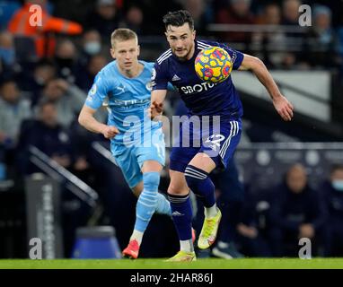 Manchester, Inghilterra, 14th dicembre 2021. Jack Harrison del Leeds United si fa avanti durante la partita della Premier League all'Etihad Stadium di Manchester. Il credito d'immagine dovrebbe leggere: Andrew Yates / Sportimage Foto Stock