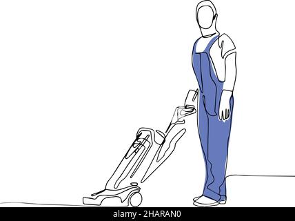 Janitor di disegno continuo a una linea Illustrazione Vettoriale