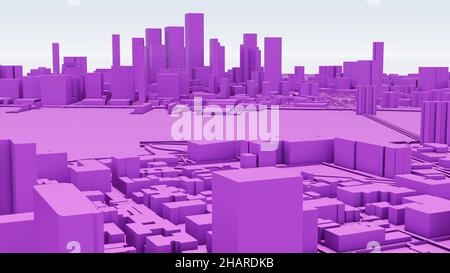 Minimalista viola cubista stile città di New York basso poly 3D immagine Foto Stock