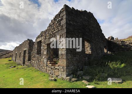 I resti di Old Gang Lead Mine & mulino di fusione, vicino a Reeth in Swaledale, Yorkshire Dales. Foto Stock