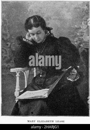 Ritratto di Mary Elizabeth Lease (1850 – 1933) un docente, scrittore, georgista e attivista politico americano. Era un sostenitore del movimento di suffragio così come la temperanza ma era più conosciuta per il suo lavoro con il Partito popolare (populisti). Foto Stock