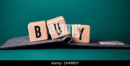 Primo piano di Buy Word , idea di concetto aziendale Foto Stock
