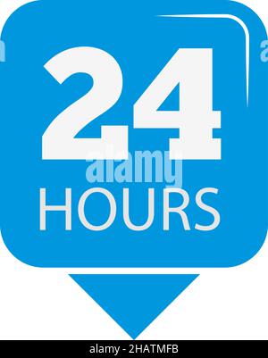 24 ore segno. Badge blu per tutti i servizi disponibili Illustrazione Vettoriale