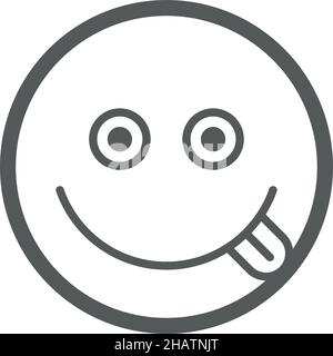 Leccking labbra emoji. Gustoso cibo simbolo. Segno yummy Illustrazione Vettoriale