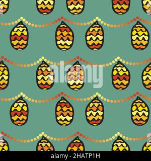 Un cono di pino natale pendente ornamenti modello Illustrazione Vettoriale