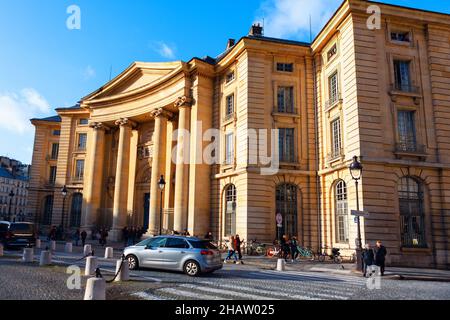 Pantheon Università della Sorbona di Parigi . Famosa Università nel quartiere Latino di Parigi, Francia Foto Stock