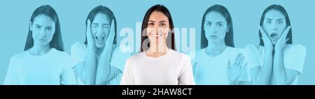 Ritratto di bella giovane signora Brunette con capelli lunghi Foto Stock