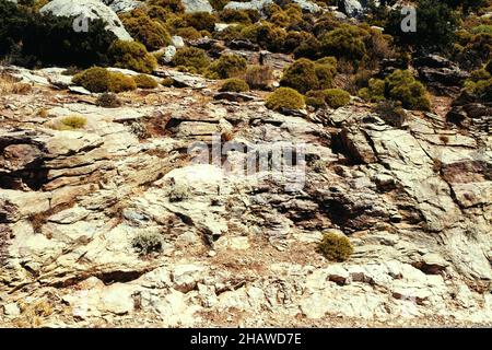 Mugla, Turchia - 4 settembre 2021: Primo piano di texture rocciose a Kelebekler Valley Mugla, Turchia. Foto Stock