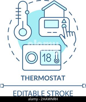 Icona termostato blu Illustrazione Vettoriale