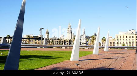 Giardini di Moll de la Fusta a Barcellona, Catalunya, Spagna, Europa Foto Stock