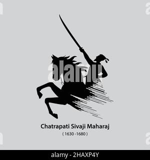 Chatrapati Sivaji Maharaj. Un combattente contro i Moguls, immagine vettoriale di vaji. Illustrazione Vettoriale