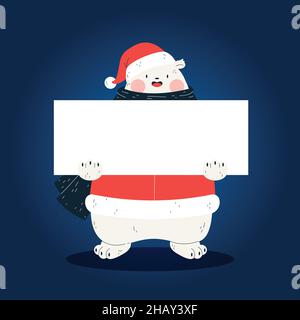 bandiera vuota orso polare con foulard babbo natale's disegno vettoriale Illustrazione Vettoriale