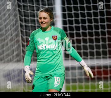 Dagenham, Regno Unito. 05th Dic 2021. DAGENHAM, INGHILTERRA - DICEMBRE 15: Anna Leat of West Ham United WFC durante la partita fa Women's Continental League Cup Group e tra West Ham United Women e Brighton and Hove Albion Women, al Chigwell Construction Stadium il 15th Dicembre 2021 a Dagenham, Inghilterra Credit: Action Foto Sport/Alamy Live News Foto Stock