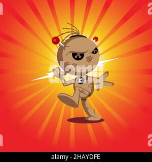 Voodoo Doll versione 2 illustrazione vettoriale per tema Halloween, stampa t-shirt o qualsiasi altro scopo. Illustrazione Vettoriale