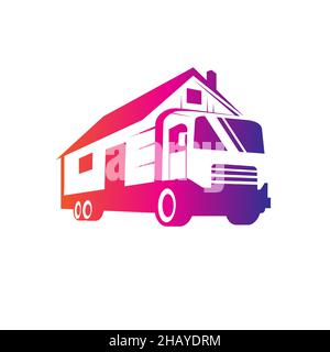 Logo Mover Truck. Vettore per servizio di rilocazione Illustrazione Vettoriale