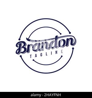 Brandon letter emblem design template. Handwriting name logo with creative vector template for any company or business. Vector illustration Illustrazione Vettoriale