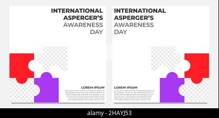 international aspergers awareness day social media post design Foto Stock