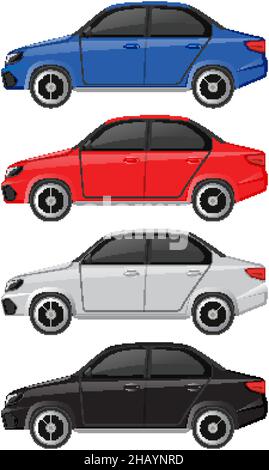 Set di diversi colori berlina auto illustrazione Illustrazione Vettoriale